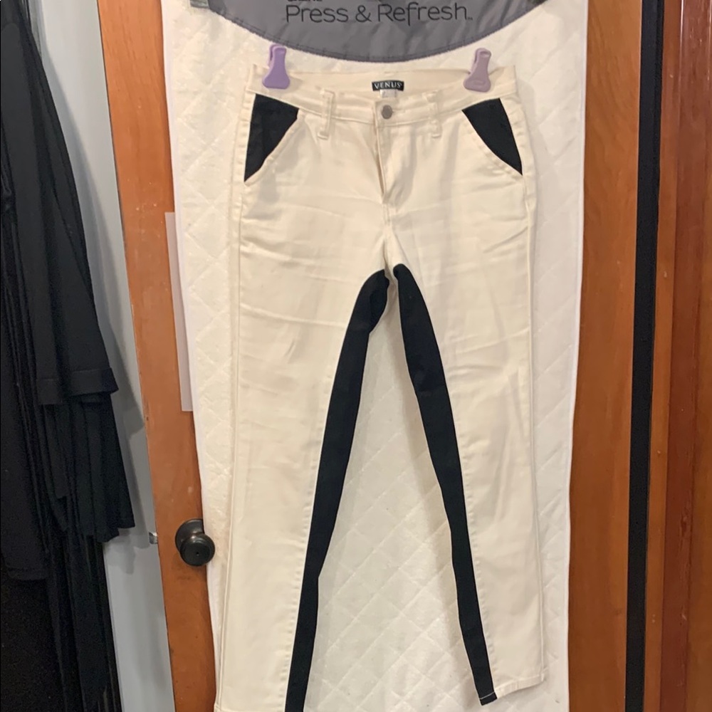 Venus White Pants with Black Stripes